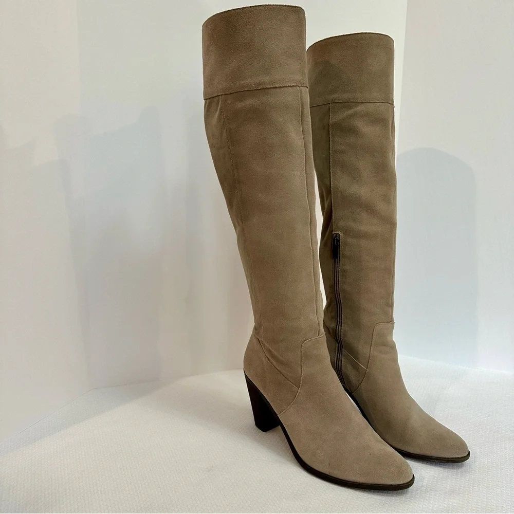 Kenneth Cole‎ Suede Tan Taupe Over the Knee Boots Boho Cottage Core EUC